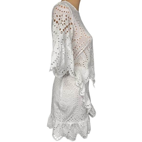 Winona‎ Valerie Wrap Mini Dress Eyelet Lace White Size 6 - Picture 9 of 13